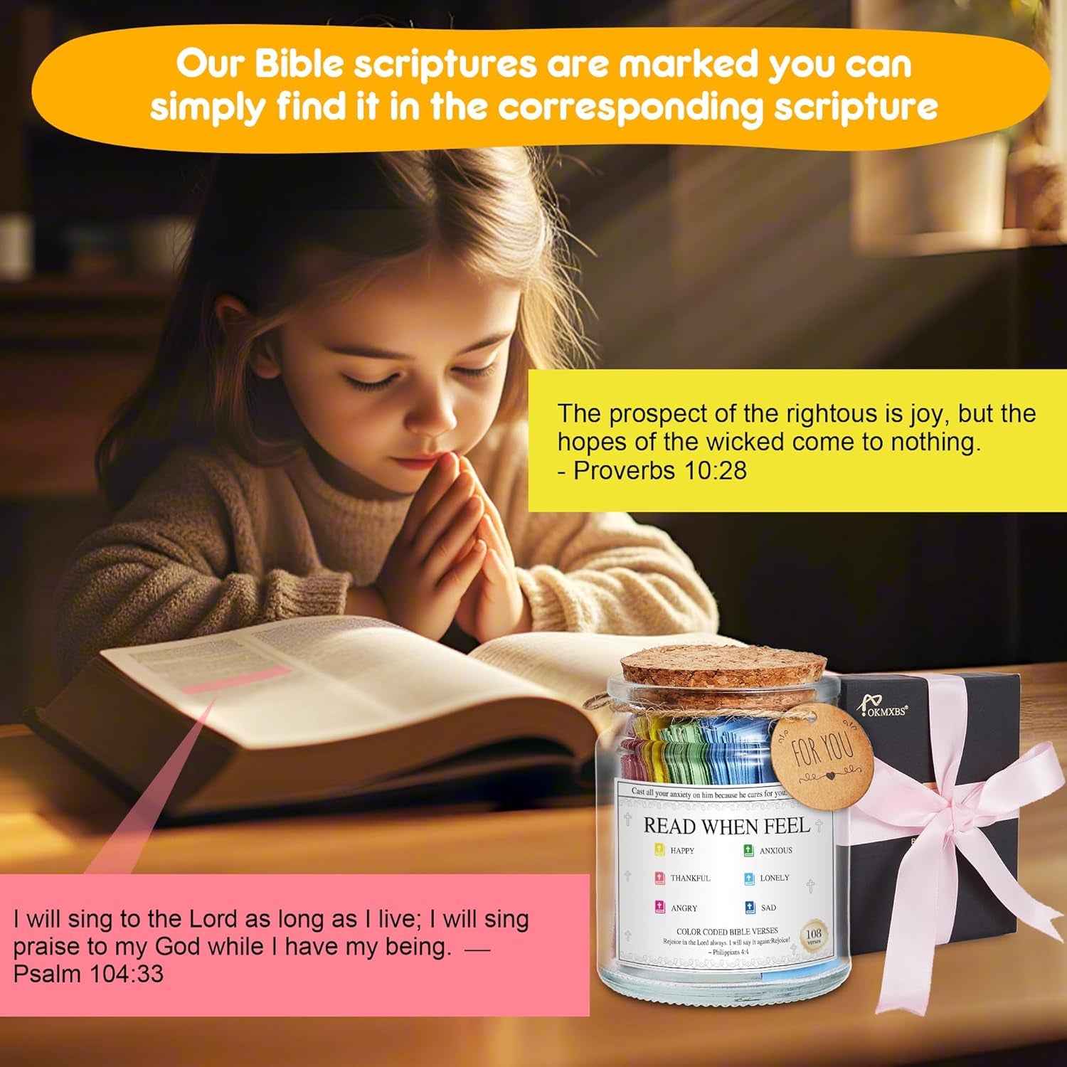 Bible Verse Jar,Read Me When Bible Verses Jar for Emotions and Feelings,Mothers Day Gifts,Christian Gift for Women and Men,Mothers Day Gift Bulk,Birthday Gifts for Women