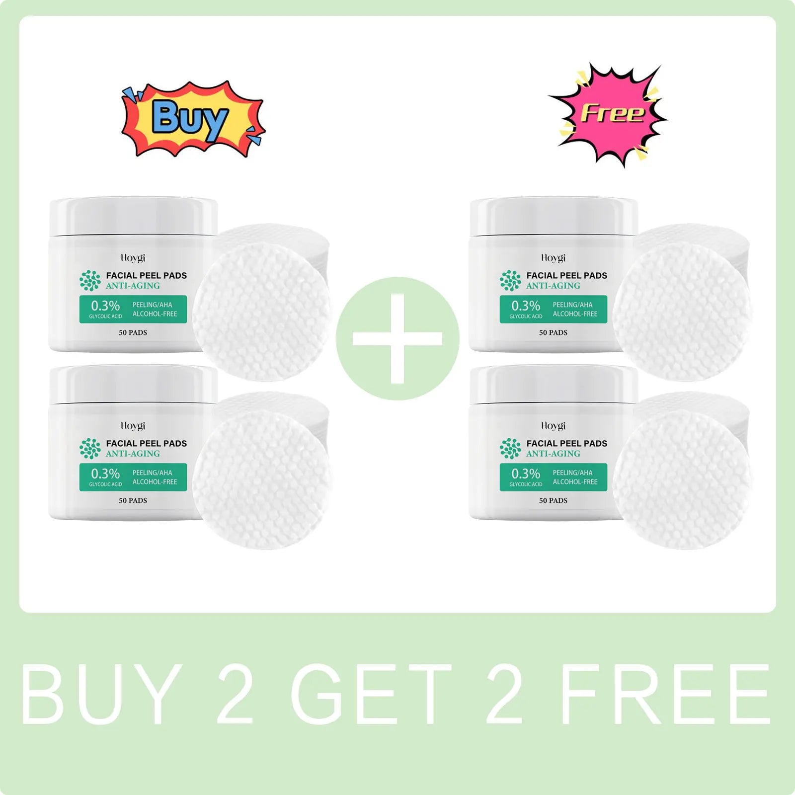Glycolic Acid Cotton Pads Shrink Pores Blackhead Removal Oil Control Acne Treatment Exfoliating Moisturizing Facial Skin Care