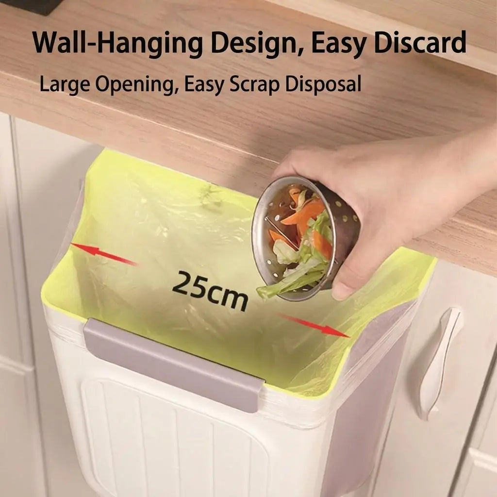 Collapsible Hanging Kitchen Trash Can Foldable Trash Can Cabinet Hanging Garbage Small and Convenient Countertop Rubbish Bin Kitchen Bathroom Accessories Home(11L )