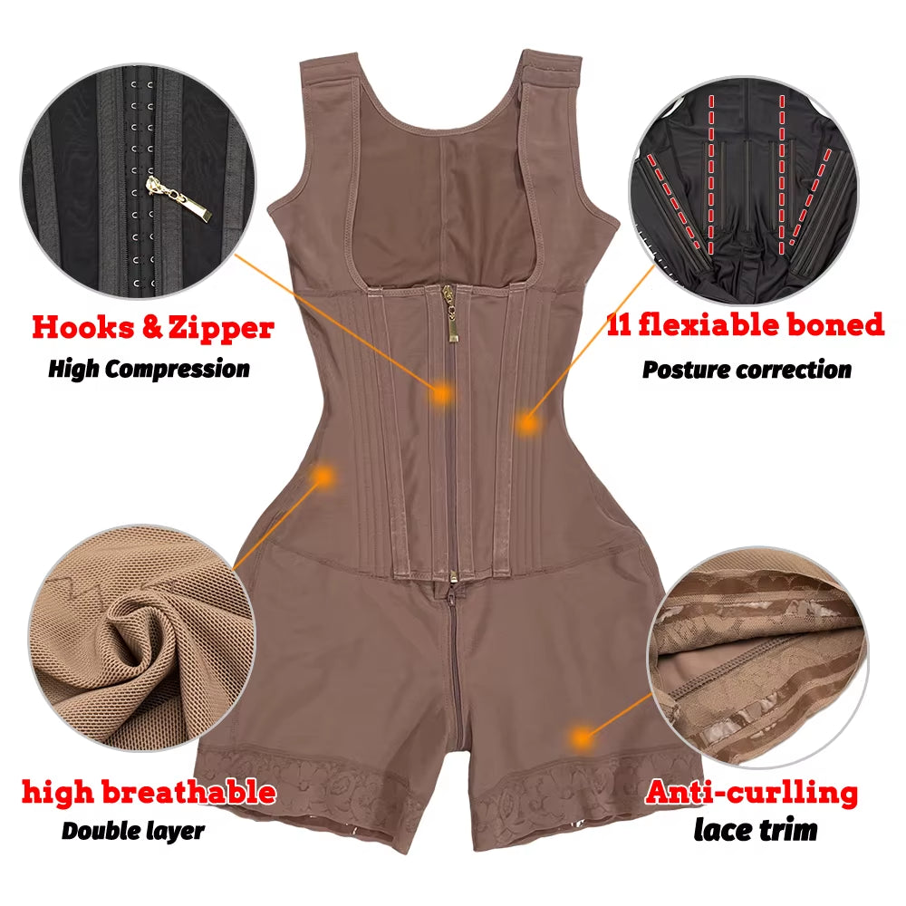 Firm Compression after Surgery Post Op Liposuction Body Shapewear Boned Waist Trainer Band Colombianas Girdle Fajas Shaper