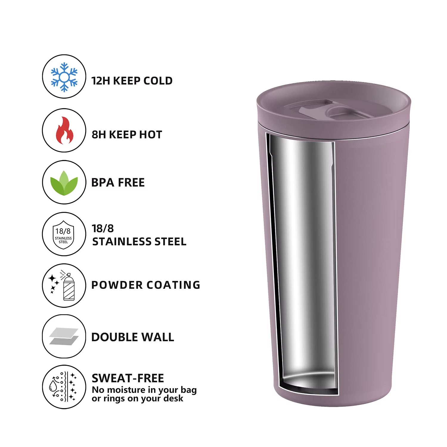 Customized Logo 17Oz Tumbler Travel Double Wall Stainless Steel Coffee Cups 17Oz Tumbler with Lids and Straw