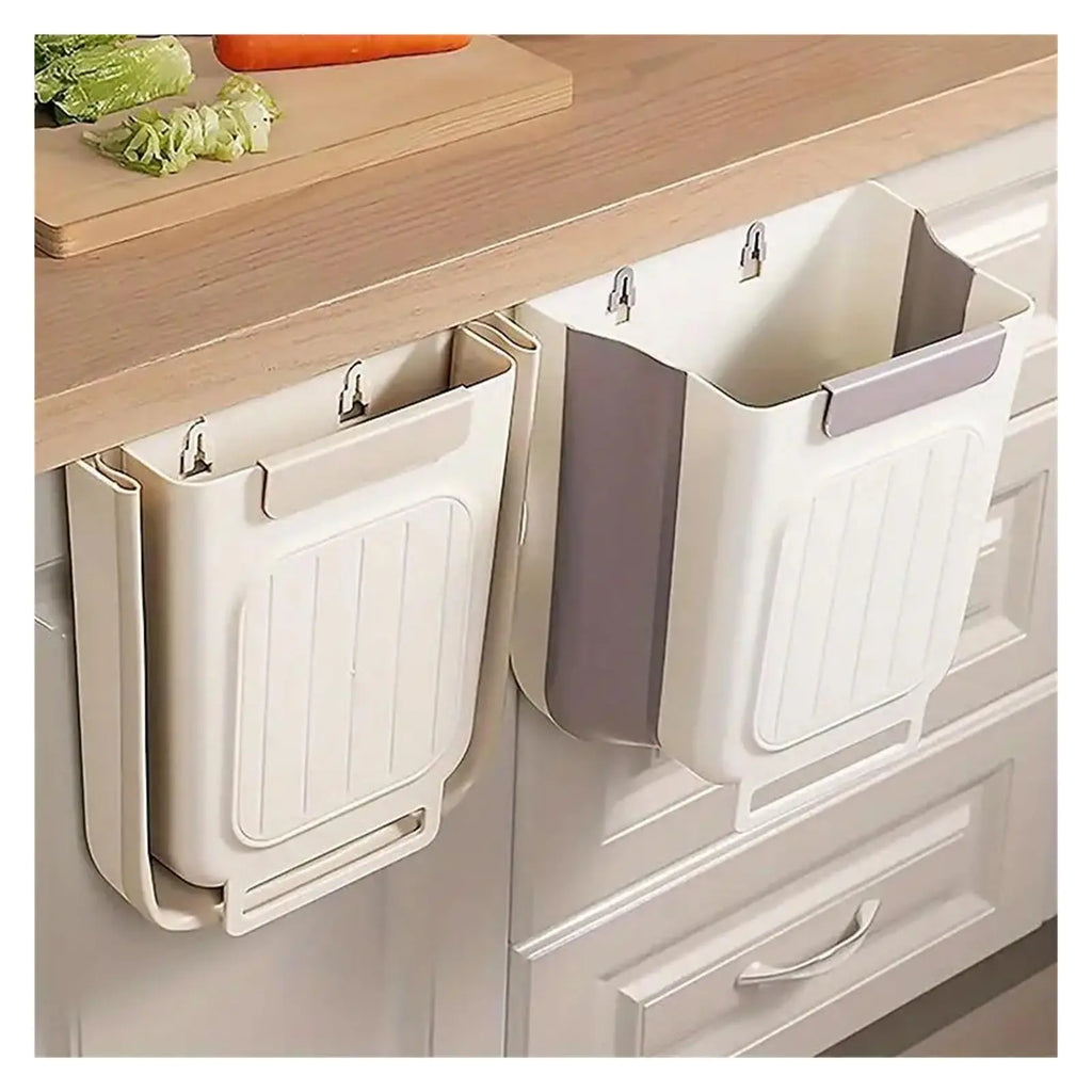 Collapsible Hanging Kitchen Trash Can Foldable Trash Can Cabinet Hanging Garbage Small and Convenient Countertop Rubbish Bin Kitchen Bathroom Accessories Home(11L )