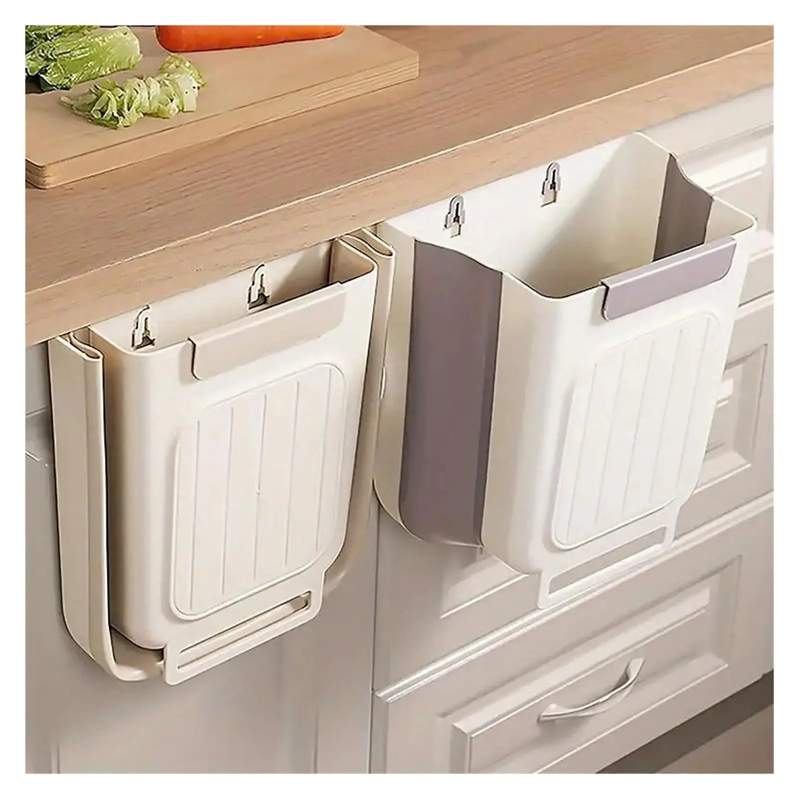 Collapsible Hanging Kitchen Trash Can Foldable Trash Can Cabinet Hanging Garbage Small and Convenient Countertop Rubbish Bin Kitchen Bathroom Accessories Home(11L )