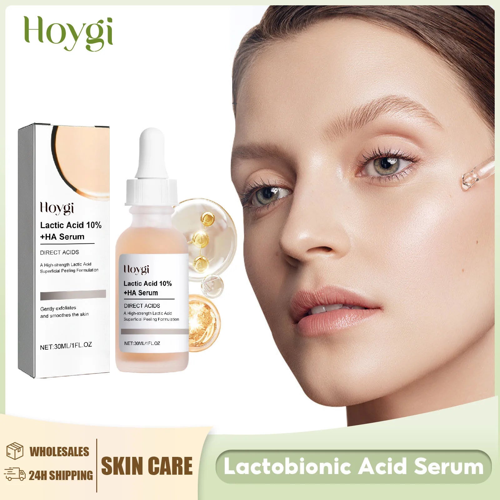 Lactobionic Acid Shrink Pores Serum Nourish Smooth Pores Blackhead Removing Exfoliating Moisturizing Hyaluronic Acid Essence