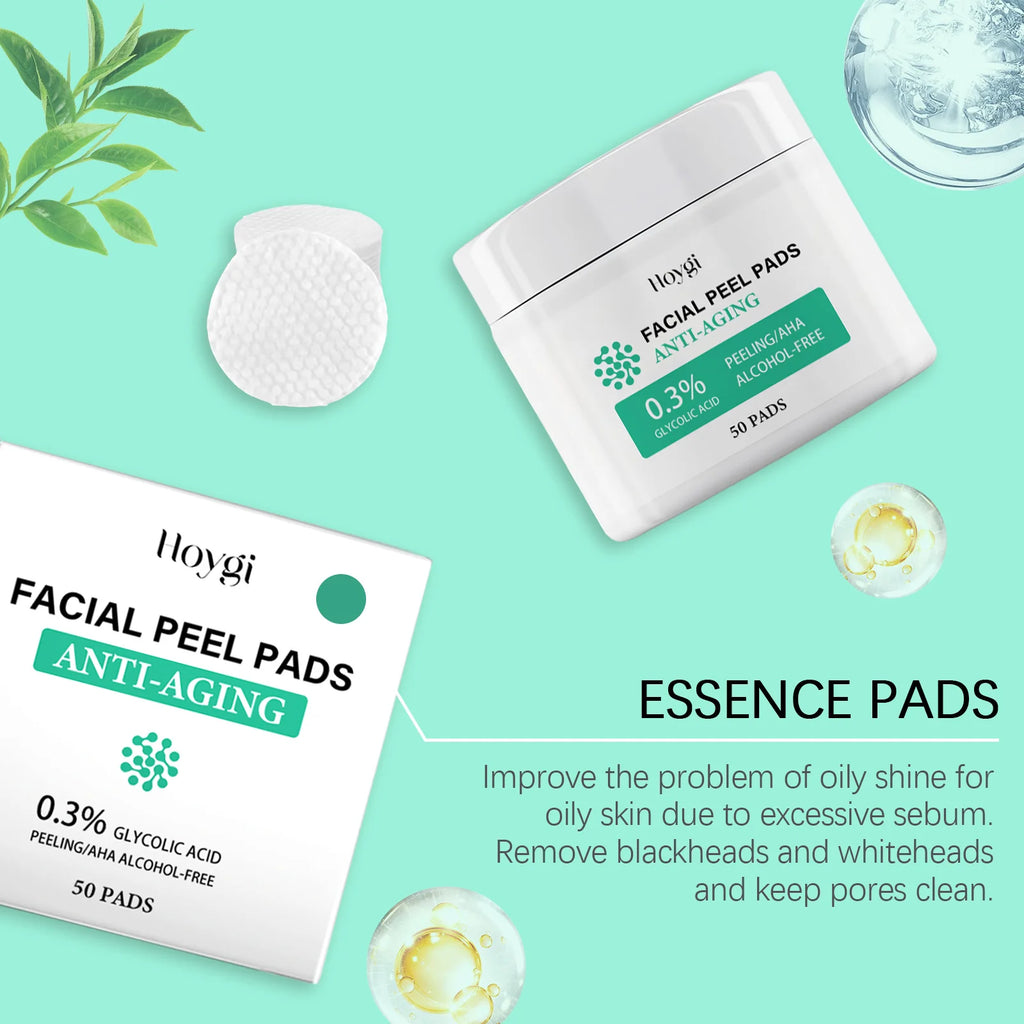 Glycolic Acid Cotton Pads Shrink Pores Blackhead Removal Oil Control Acne Treatment Exfoliating Moisturizing Facial Skin Care