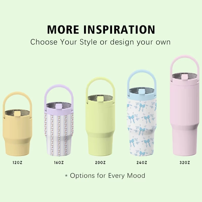 Custom Logo 20Oz 24Oz 32Oz 40Oz Flip Straw Tumbler Portable Travel Mug Stainless Steel Vaccum Insulated Tumbler with Handle