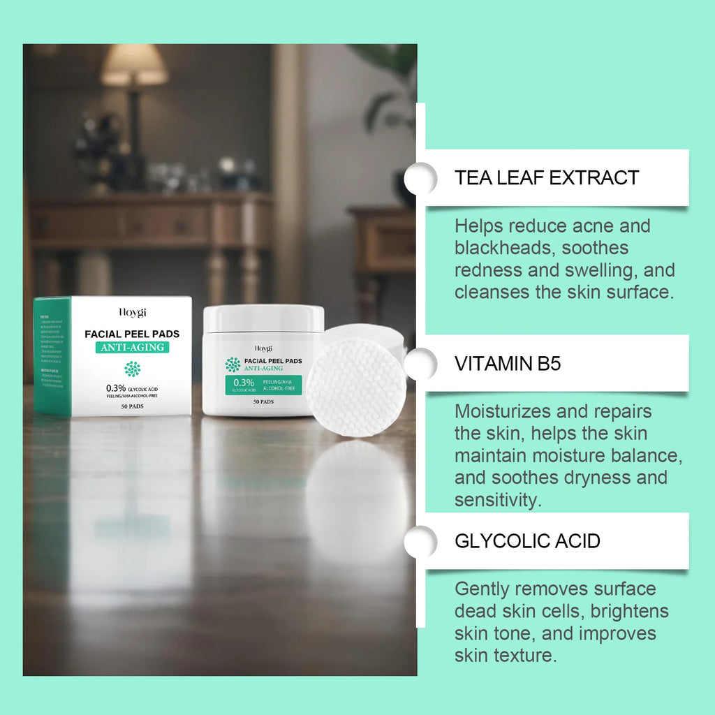 Glycolic Acid Cotton Pads Shrink Pores Blackhead Removal Oil Control Acne Treatment Exfoliating Moisturizing Facial Skin Care