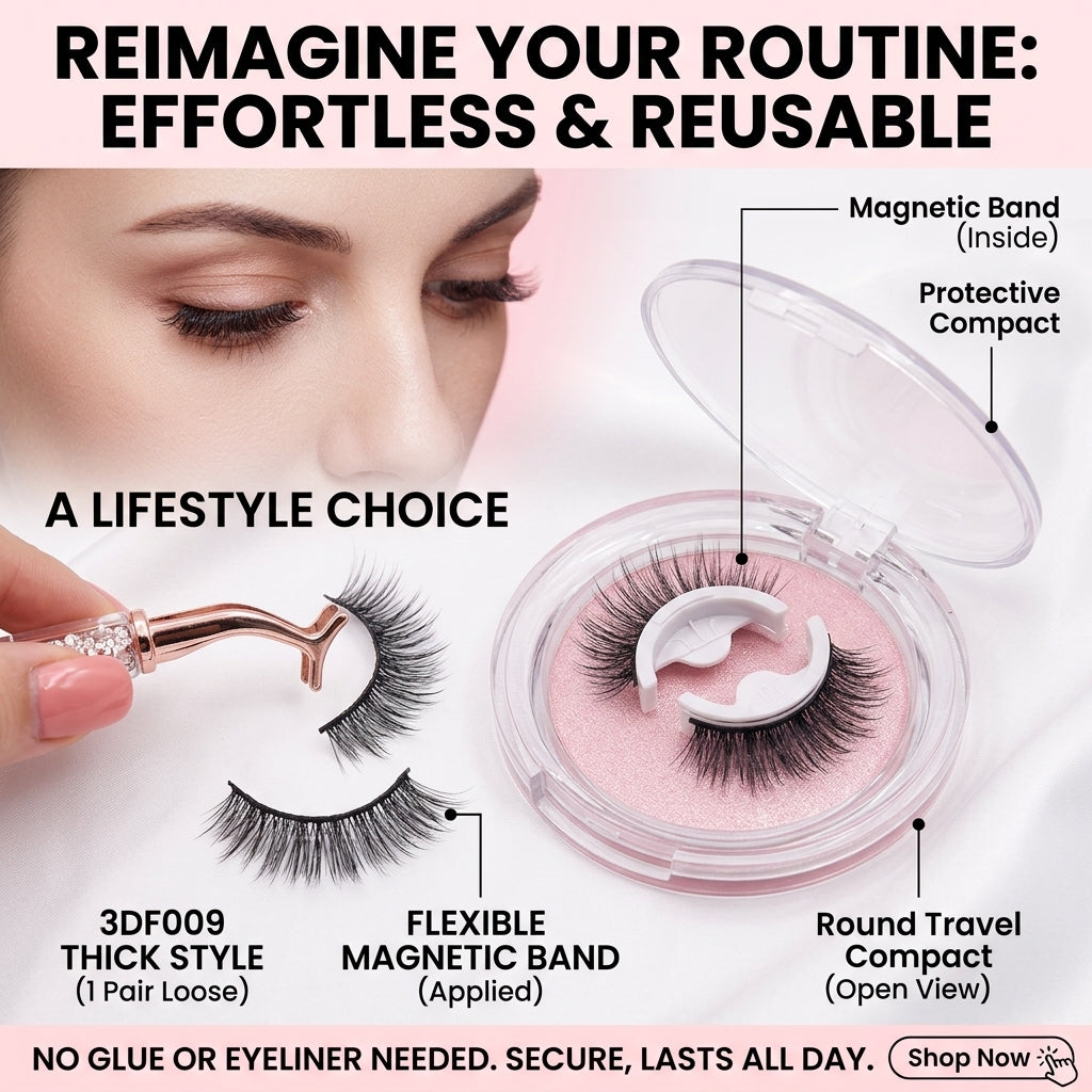 3D Mink False Eyelashes – Reusable, Natural & Glue-Free