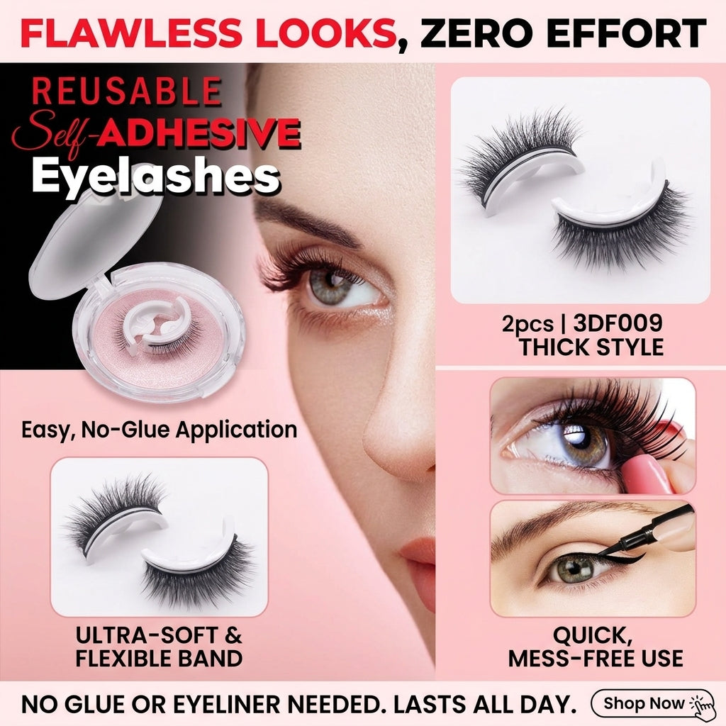 3D Mink False Eyelashes – Reusable, Natural & Glue-Free