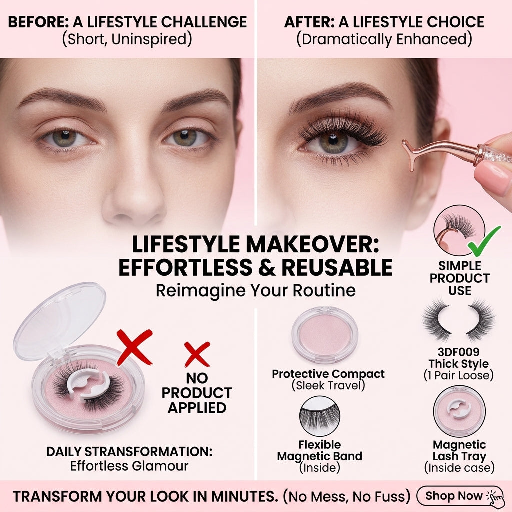 3D Mink False Eyelashes – Reusable, Natural & Glue-Free