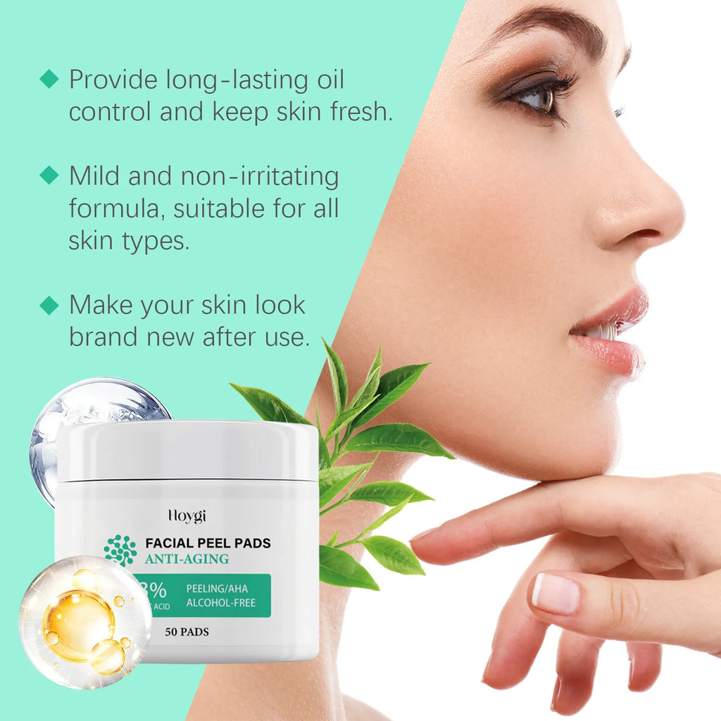 Glycolic Acid Cotton Pads Shrink Pores Blackhead Removal Oil Control Acne Treatment Exfoliating Moisturizing Facial Skin Care
