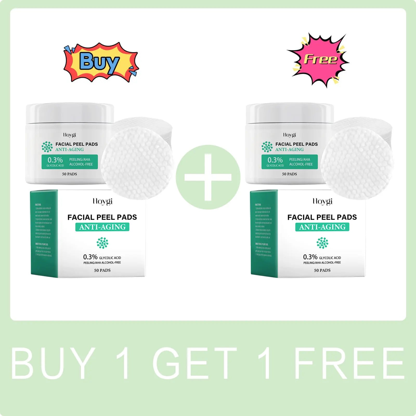 Glycolic Acid Cotton Pads Shrink Pores Blackhead Removal Oil Control Acne Treatment Exfoliating Moisturizing Facial Skin Care