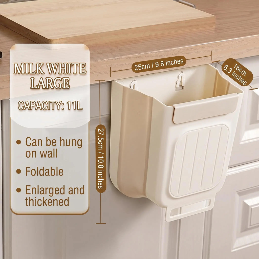 Collapsible Hanging Kitchen Trash Can Foldable Trash Can Cabinet Hanging Garbage Small and Convenient Countertop Rubbish Bin Kitchen Bathroom Accessories Home(11L )