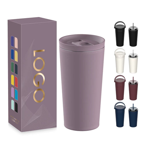 Customized Logo 17Oz Tumbler Travel Double Wall Stainless Steel Coffee Cups 17Oz Tumbler with Lids and Straw