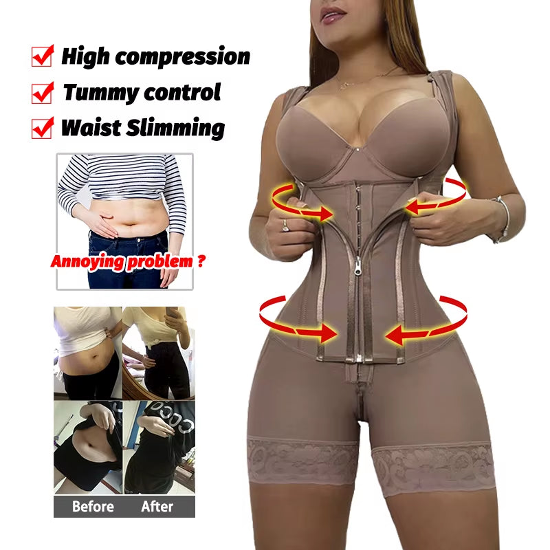 Firm Compression after Surgery Post Op Liposuction Body Shapewear Boned Waist Trainer Band Colombianas Girdle Fajas Shaper
