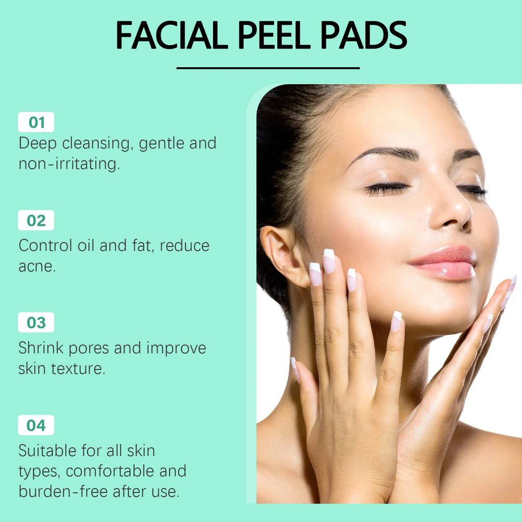Glycolic Acid Cotton Pads Shrink Pores Blackhead Removal Oil Control Acne Treatment Exfoliating Moisturizing Facial Skin Care