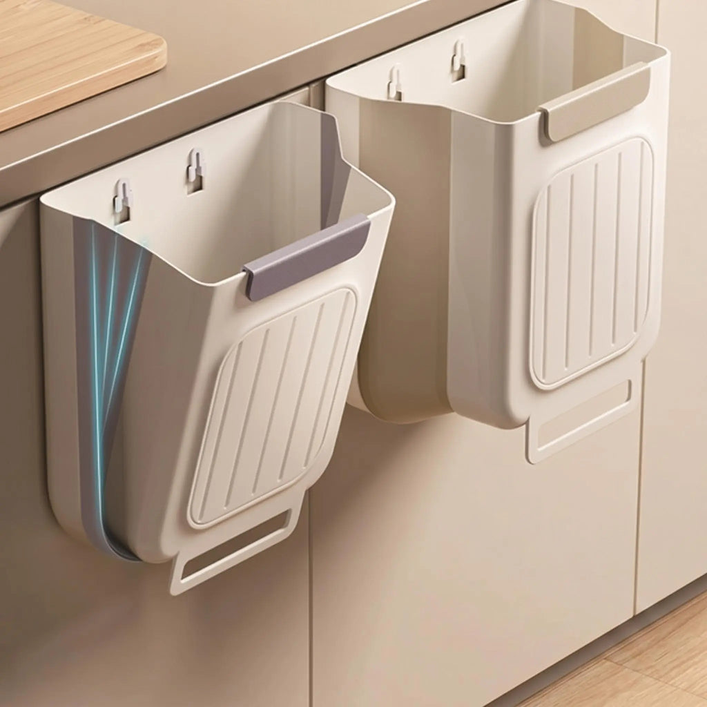 Collapsible Hanging Kitchen Trash Can Foldable Trash Can Cabinet Hanging Garbage Small and Convenient Countertop Rubbish Bin Kitchen Bathroom Accessories Home(11L )